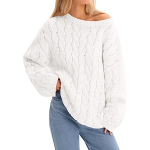 image:imageCicy Bell Womens Oversized Cable Knit Sweaters Fall Casual Long Sleeve Crewneck Chunky Loose Fit Pullover TopsWhite