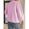 image:imageCicy Bell Womens 34 Puff Sleeve Cardigan Sweater Fall Trendy Casual Button Up Loose Fit Cropped Knit Sweaters Pink
