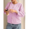 image:imageCicy Bell Womens 34 Puff Sleeve Cardigan Sweater Fall Trendy Casual Button Up Loose Fit Cropped Knit Sweaters Pink