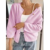 image:imageCicy Bell Womens 34 Puff Sleeve Cardigan Sweater Fall Trendy Casual Button Up Loose Fit Cropped Knit Sweaters Pink