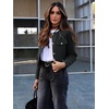 image:imageCicy Bell Womens Cropped Tweed Blazers Jacket Collarless Button Down Coats  Business Dressy Casual Trendy Work Office Fall Winter Spring FashionBlack