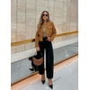 image:imageCicy Bell Womens Cropped Tweed Blazers Jacket Collarless Button Down Coats  Business Dressy Casual Trendy Work Office Fall Winter Spring FashionBrown