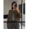 image:imageCicy Bell Womens Cropped Tweed Blazers Jacket Collarless Button Down Coats  Business Dressy Casual Trendy Work Office Fall Winter Spring FashionCoffee