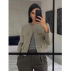 image:imageCicy Bell Womens Cropped Tweed Blazers Jacket Collarless Button Down Coats  Business Dressy Casual Trendy Work Office Fall Winter Spring FashionGrey