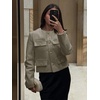 image:imageCicy Bell Womens Cropped Tweed Blazers Jacket Collarless Button Down Coats  Business Dressy Casual Trendy Work Office Fall Winter Spring FashionGrey