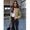 image:imageCicy Bell Womens Cropped Tweed Blazers Jacket Collarless Button Down Coats  Business Dressy Casual Trendy Work Office Fall Winter Spring FashionLight Green