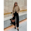image:imageCicy Bell Womens Cropped Tweed Blazers Jacket Collarless Button Down Coats  Business Dressy Casual Trendy Work Office Fall Winter Spring FashionLight Brown