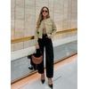 image:imageCicy Bell Womens Cropped Tweed Blazers Jacket Collarless Button Down Coats  Business Dressy Casual Trendy Work Office Fall Winter Spring FashionLight Green