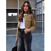 image:imageCicy Bell Womens Cropped Tweed Blazers Jacket Collarless Button Down Coats  Business Dressy Casual Trendy Work Office Fall Winter Spring FashionLight Brown