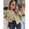 image:imageCicy Bell Womens Cropped Tweed Blazers Jacket Collarless Button Down Coats  Business Dressy Casual Trendy Work Office Fall Winter Spring FashionLight Green
