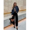 image:imageCicy Bell Womens Cropped Tweed Blazers Jacket Collarless Button Down Coats  Business Dressy Casual Trendy Work Office Fall Winter Spring FashionNavy
