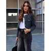 image:imageCicy Bell Womens Cropped Tweed Blazers Jacket Collarless Button Down Coats  Business Dressy Casual Trendy Work Office Fall Winter Spring FashionNavy