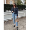 image:imageCicy Bell Womens Cropped Tweed Blazers Jacket Collarless Button Down Coats  Business Dressy Casual Trendy Work Office Fall Winter Spring FashionNavy