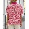image:imageCicy Bell Womens Floral Puff Sleeve Tops Dressy Casual Boutique Shirts  V Neck Boho Print Patchwork Short Sleeve Summer Beach VacationBurgundy