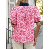 image:imageCicy Bell Womens Floral Puff Sleeve Tops Dressy Casual Boutique Shirts  V Neck Boho Print Patchwork Short Sleeve Summer Beach VacationRose Red