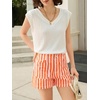 image:imageCicy Bell Womens Summer Striped Shorts High Waisted Jorts Wide Leg Jeans  with Pockets Casual Soft Breathable Beach VacationPinkorange