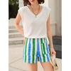 image:imageCicy Bell Womens Summer Striped Shorts High Waisted Jorts Wide Leg Jeans  with Pockets Casual Soft Breathable Beach VacationStyle Cgreen