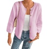 image:imageCicy Bell Womens 34 Puff Sleeve Cardigan Sweater Fall Trendy Casual Button Up Loose Fit Cropped Knit Sweaters Pink