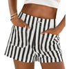 image:imageCicy Bell Womens Summer Striped Shorts High Waisted Jorts Wide Leg Jeans  with Pockets Casual Soft Breathable Beach VacationBlack