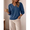 image:imageCicy Bell Women 34 Puff Sleeve Sweater Tops Casual V Neck Knit Pullover  Fall Clothes Lightweight Loose Fit Scallop Trim Trendy Winter Warm SoftNavy