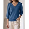 image:imageCicy Bell Women 34 Puff Sleeve Sweater Tops Casual V Neck Knit Pullover  Fall Clothes Lightweight Loose Fit Scallop Trim Trendy Winter Warm SoftNavy