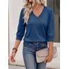 image:imageCicy Bell Women 34 Puff Sleeve Sweater Tops Casual V Neck Knit Pullover  Fall Clothes Lightweight Loose Fit Scallop Trim Trendy Winter Warm SoftNavy