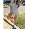 image:imageCicy Bell Women Summer 2 Piece Short Sets Puff Sleeve Crop Tops Lounge Sets  Cropped Tops and Shorts Bubble Casual Outfits Loose fit  Comfy Short Sleeve Crew Neck DrawstringTrendy CozyGray