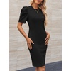 image:imageCicy Bell Womens Casual Work Dresses Puff Sleeve Bodycon Business Outfit  Crew NeckMidi LengthOffice Pencil DressLightweightStretchy FabricShort Puffy SleeveVersatile Solid ColorBlack