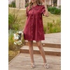 image:imageCicy Bell Womens Peter Pan Collar Puff Short Sleeve Cute Mini Shirt Dress  With Pockets Button Down Summer Casual Short DressesDark Red