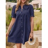 image:imageCicy Bell Womens Peter Pan Collar Puff Short Sleeve Cute Mini Shirt Dress  With Pockets Button Down Summer Casual Short DressesNavy Blue
