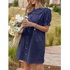 image:imageCicy Bell Womens Peter Pan Collar Puff Short Sleeve Cute Mini Shirt Dress  With Pockets Button Down Summer Casual Short DressesNavy Blue