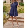 image:imageCicy Bell Womens Peter Pan Collar Puff Short Sleeve Cute Mini Shirt Dress  With Pockets Button Down Summer Casual Short DressesNavy Blue