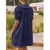 image:imageCicy Bell Womens Peter Pan Collar Puff Short Sleeve Cute Mini Shirt Dress  With Pockets Button Down Summer Casual Short DressesNavy Blue