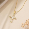 image:imageCicy Bell Cross Necklace for Women 18K Gold Plated Cubic pendant necklace  Cross Faith Pendant Necklaces Waterproof Simple Cute Christian Baptism Religious Layered Necklace Gold JeweryGold E