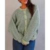 image:imageCicy Bell Womens Striped Cardigan Sweaters Puff Long Sleeve Button Down Color Block Casual Knit TopsArmy Green
