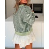 image:imageCicy Bell Womens Striped Cardigan Sweaters Puff Long Sleeve Button Down Color Block Casual Knit TopsArmy Green