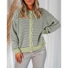 image:imageCicy Bell Womens Striped Cardigan Sweaters Puff Long Sleeve Button Down Color Block Casual Knit TopsArmy Green