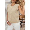 image:imageCicy Bell Womens Cropped Sweater Vests Sleeveless Button Up Knit Tank Tops  Crew NeckLoose FitBeige
