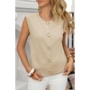 image:imageCicy Bell Womens Cropped Sweater Vests Sleeveless Button Up Knit Tank Tops  Crew NeckLoose FitBeige