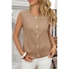 image:imageCicy Bell Womens Cropped Sweater Vests Sleeveless Button Up Knit Tank Tops  Crew NeckLoose FitKhaki
