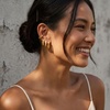 image:imageCicy Bell Hoop Earrings for Women 14K Gold Plated Chunky Small Jewelry Sets  Multipacks Cartilage Multiple Piercings Stack Hypoallergenic Jewelry Sets Non TarnishGold B