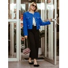image:imageCicy Bell Womens Cropped Tweed Blazers Jacket Collarless Button Down CoatsRoyal Blue