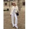 image:imageCicy Bell Womens Cropped Tweed Blazers Jacket Collarless Button Down CoatsWhite