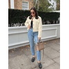 image:imageCicy Bell Womens Cropped Tweed Blazers Jacket Collarless Button Down CoatsWhite