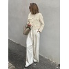 image:imageCicy Bell Womens Cropped Tweed Blazers Jacket Collarless Button Down CoatsWhite