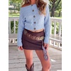 image:imageCicy Bell Women Off The Shoulder Sweater Long Sleeve Button Knit PulloverSky Blue