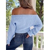 image:imageCicy Bell Women Off The Shoulder Sweater Long Sleeve Button Knit PulloverSky Blue