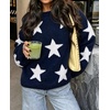 image:imageCicy Bell Women Star Pattern Pullover Sweater Crew Neck Long Sleeve SweaterNavy