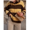image:imageCicy Bell Women Striped Color Block Cardigan Zip Long Sleeve Knit SweaterYellow