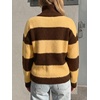 image:imageCicy Bell Women Striped Color Block Cardigan Zip Long Sleeve Knit SweaterYellow